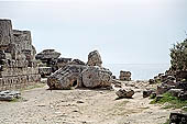 Selinunte the Acropolis. Ruins of the citadel on a hill close by the sea. 